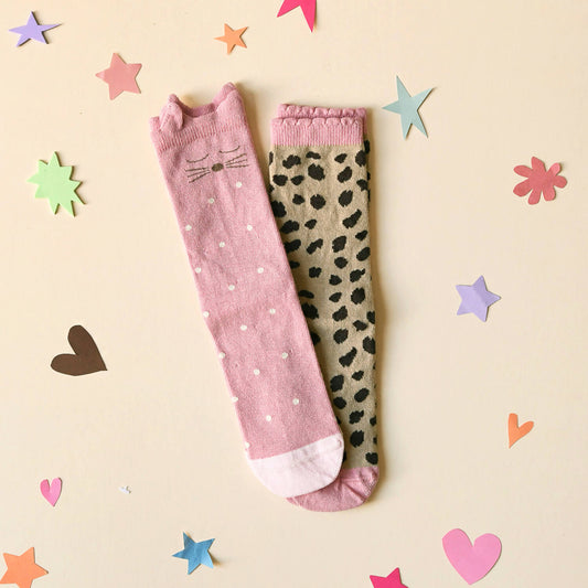 Rockahula - Socken für Kinder "Clara Cat Leopard", 2er Pack, Bio-Baumwolle