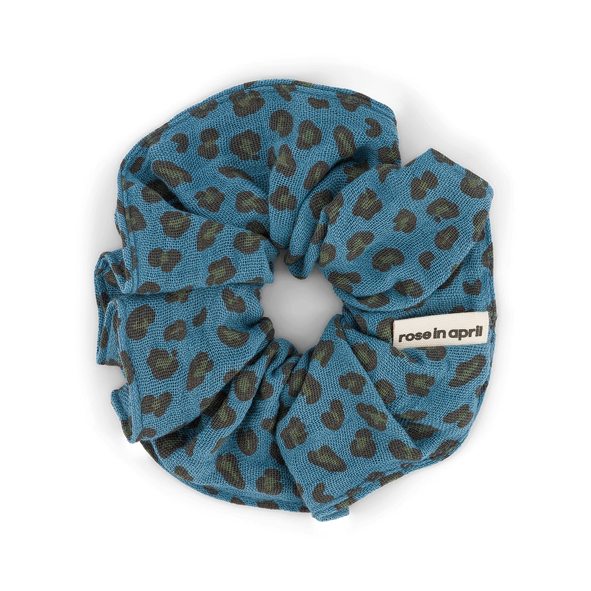 HAARGUMMI SCRUNCHIE LEOPARD BLUE JEAN
