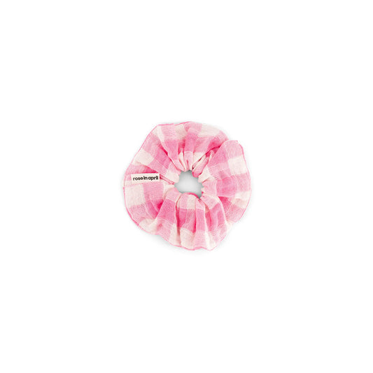 Rose in April - Haargummi "Scrunchie Gingham Neon Pink"