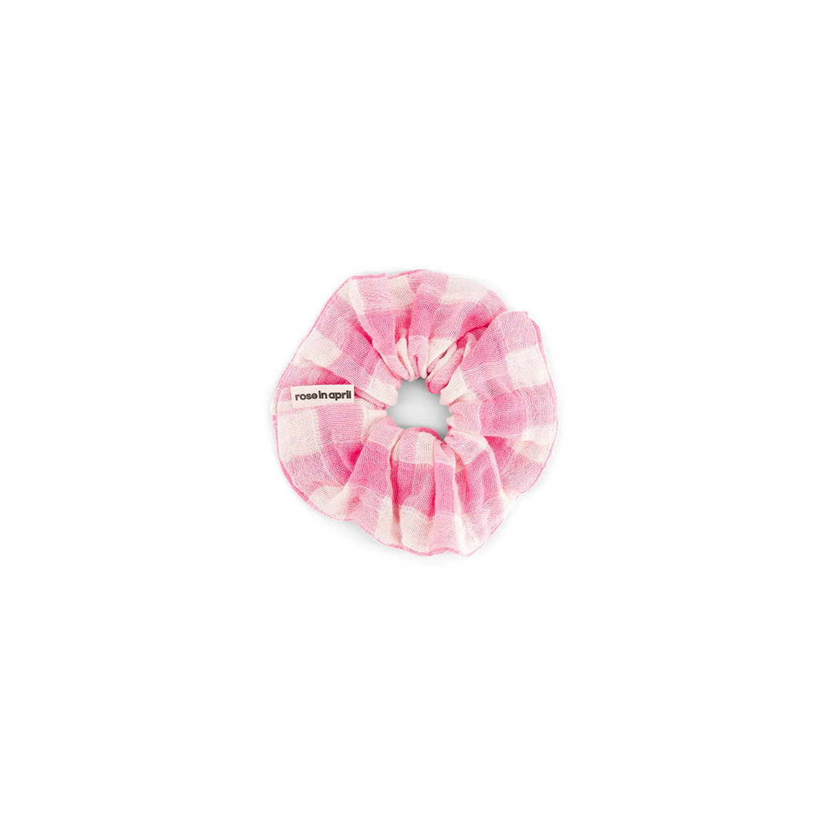 Rose in April - Haargummi "Scrunchie Gingham Neon Pink"