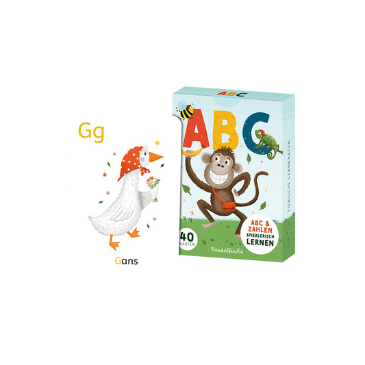 Rüsselfuchs – ABC-Kartenset, 30 Buchstabenkarten und 10 Zahlenkarten