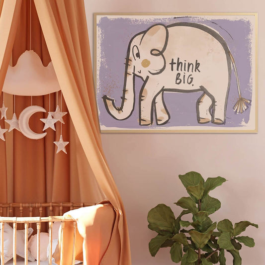Studio Loco - Poster "Elefant Think Big" Lavendel 50x70cm
