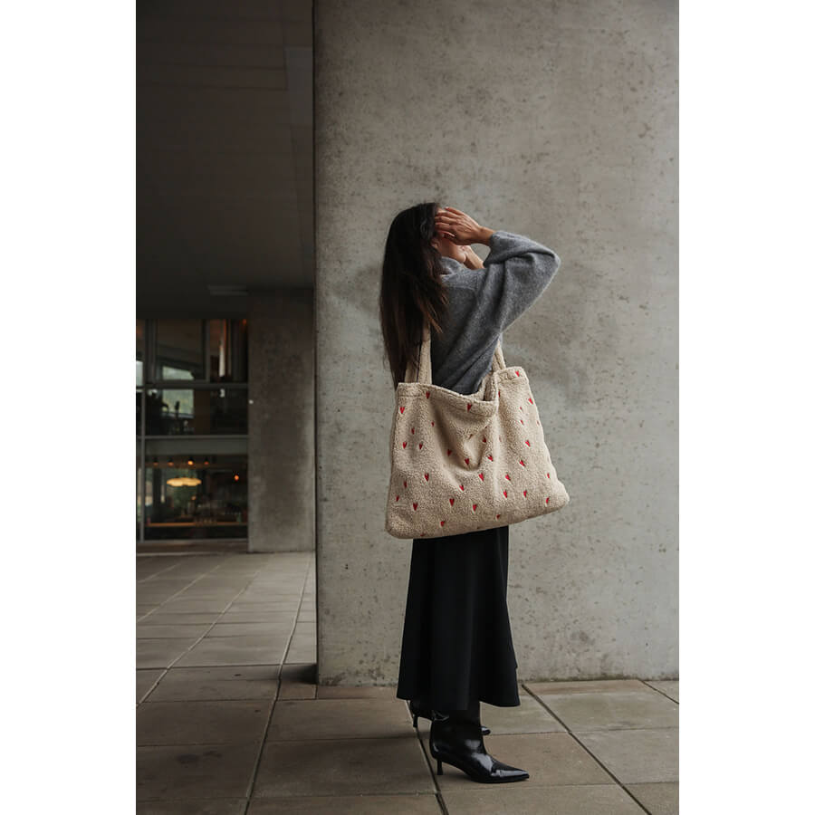 Studio Noos - Mom Bag "Teddy Ecru Hearts" - Wickeltasche, Shopper