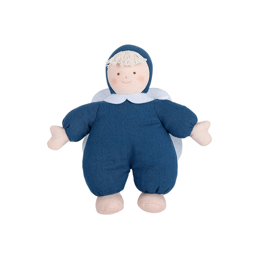 Trousselier – Baby Stoffpuppe mit Rassel „Denim Blue“, Bio-Baumwolle