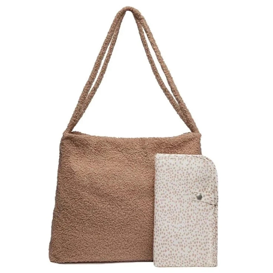Jollein – Wickeltasche Shopper "Mom Bag Bouclé", Braun 24 x 43 cm
