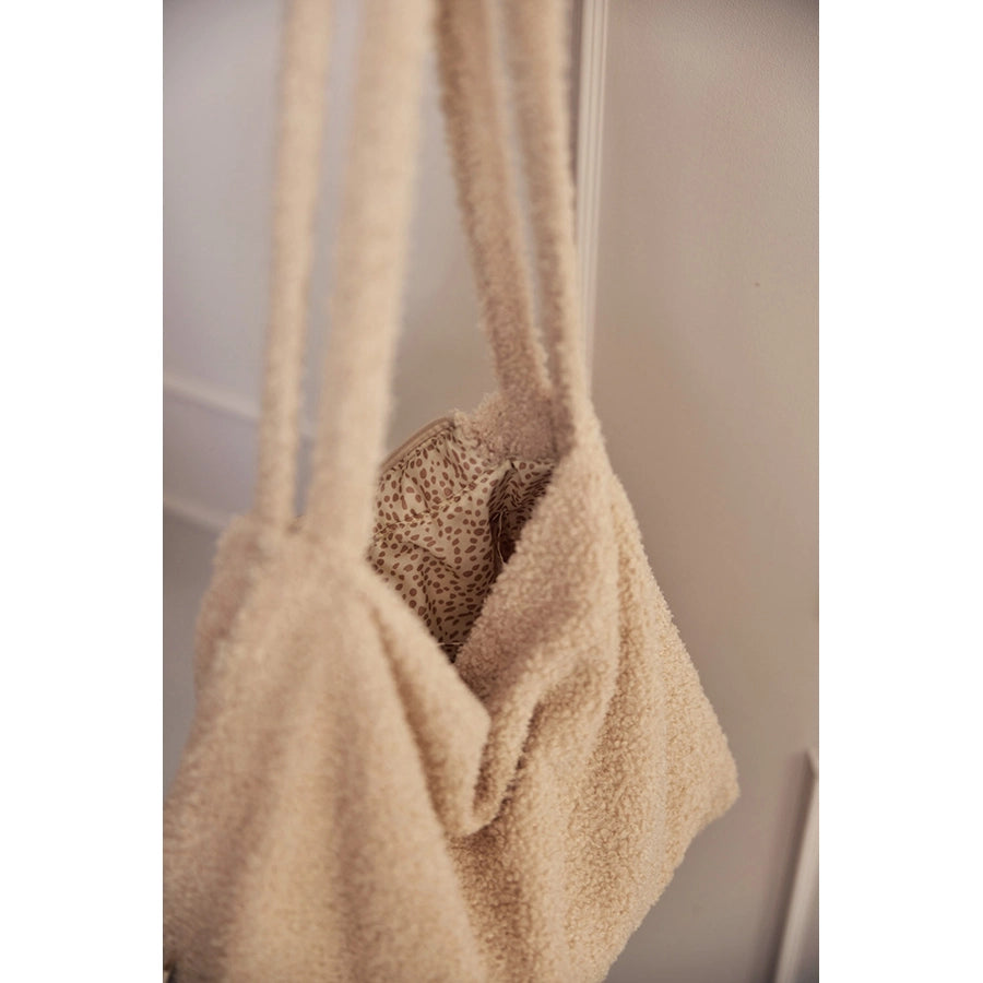 Jollein – Wickeltasche Shopper "Mom Bag Bouclé", Beige 24 x 43 cm