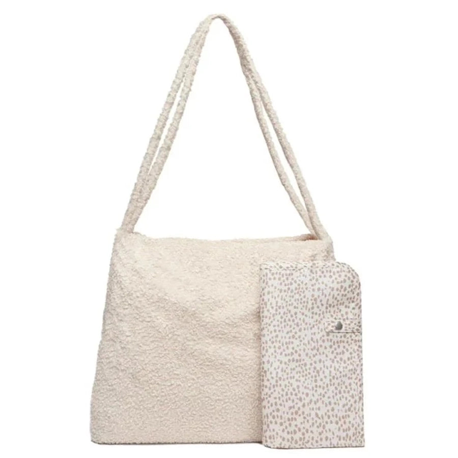 Jollein – Wickeltasche Shopper "Mom Bag Bouclé", Beige 24 x 43 cm