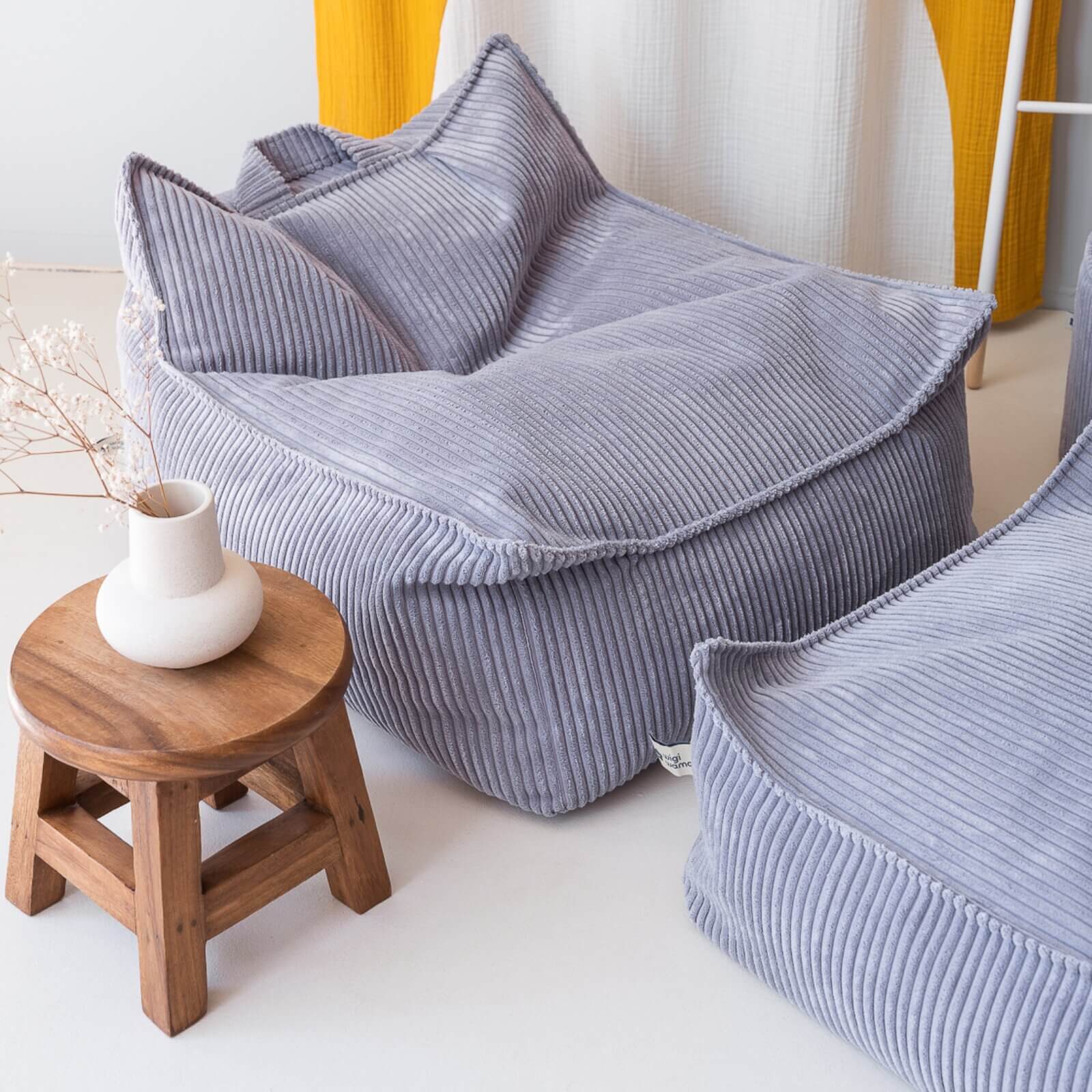 Wigiwama – Kinder Sessel/Sitzsack Cord Blaugrau 80cm