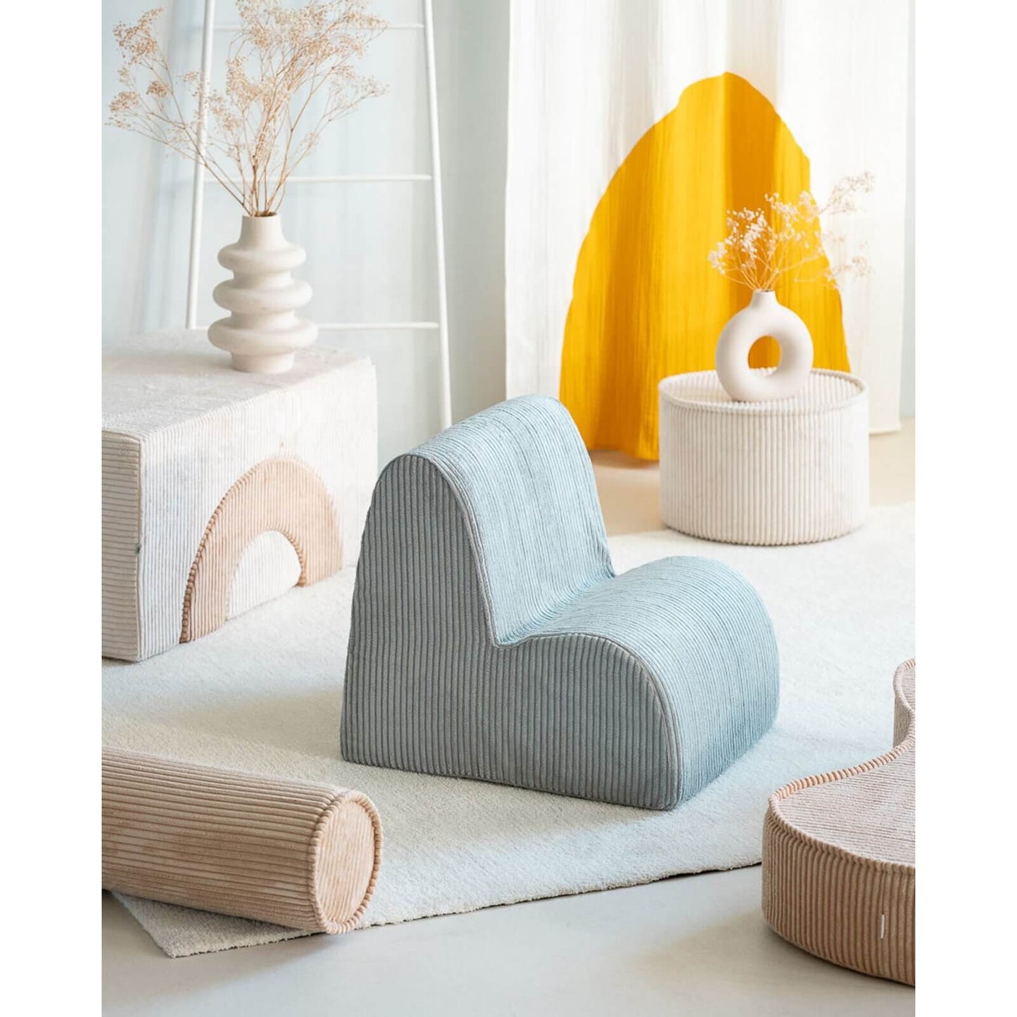 Wigiwama – Kinder Sessel "Wolke" Cord Softmint 50x60cm