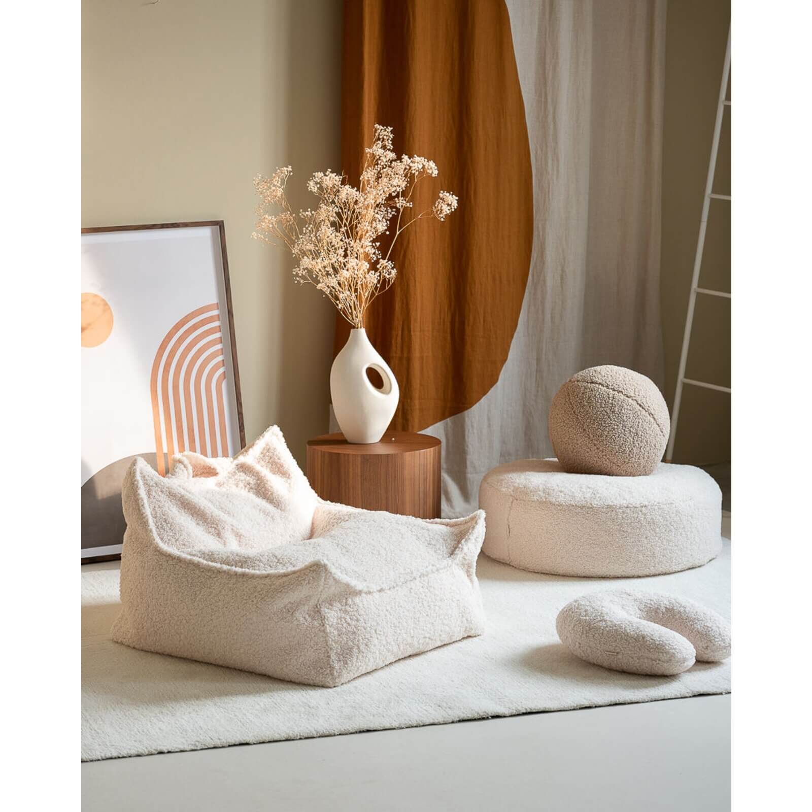 Wigiwama – Kinder Sessel/Sitzsack Teddy Creme 80cm