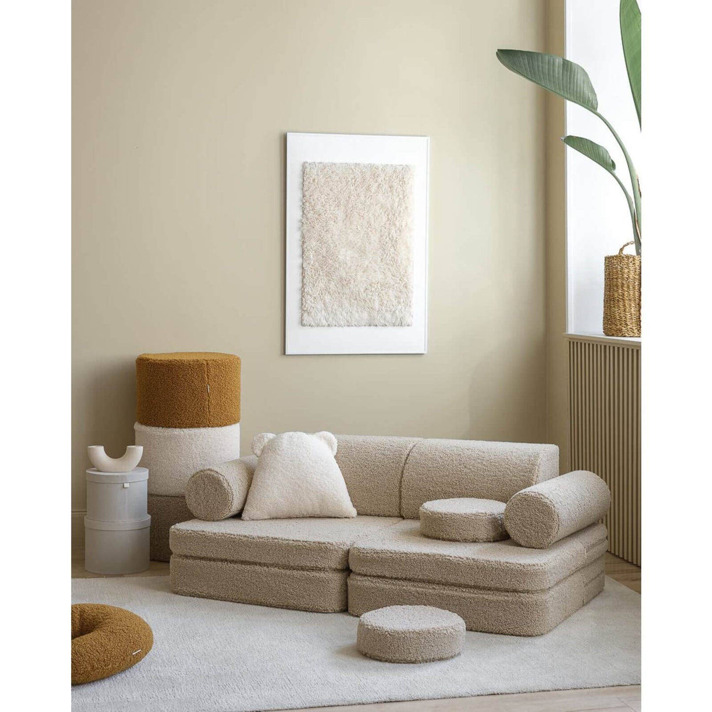 Wigiwama – Kinder Spielsofa Modular "Settee" Teddy Beige 9-tlg.