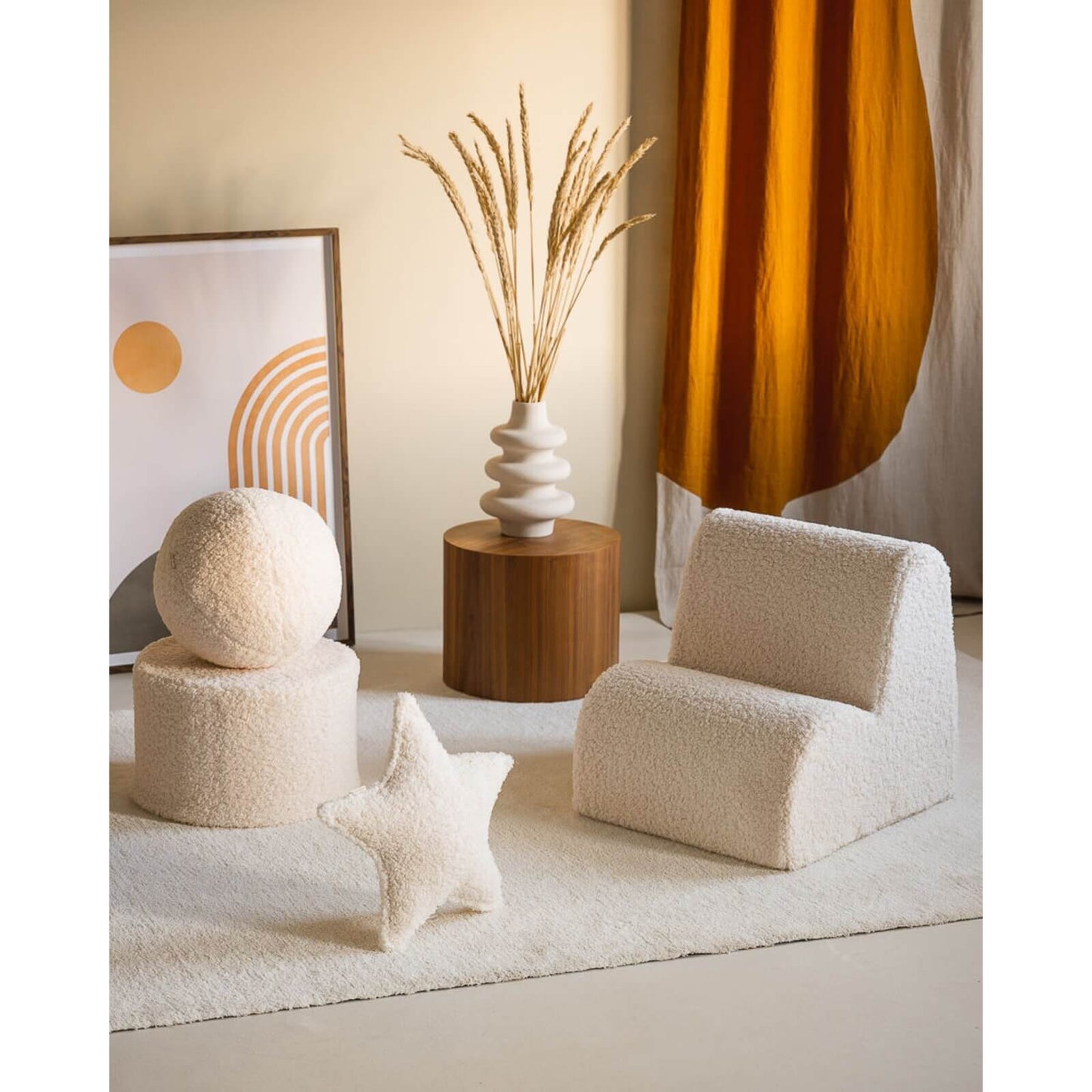 Wigiwama – Schaumstoff-Sitzpuff Teddy Creme 39,5cm