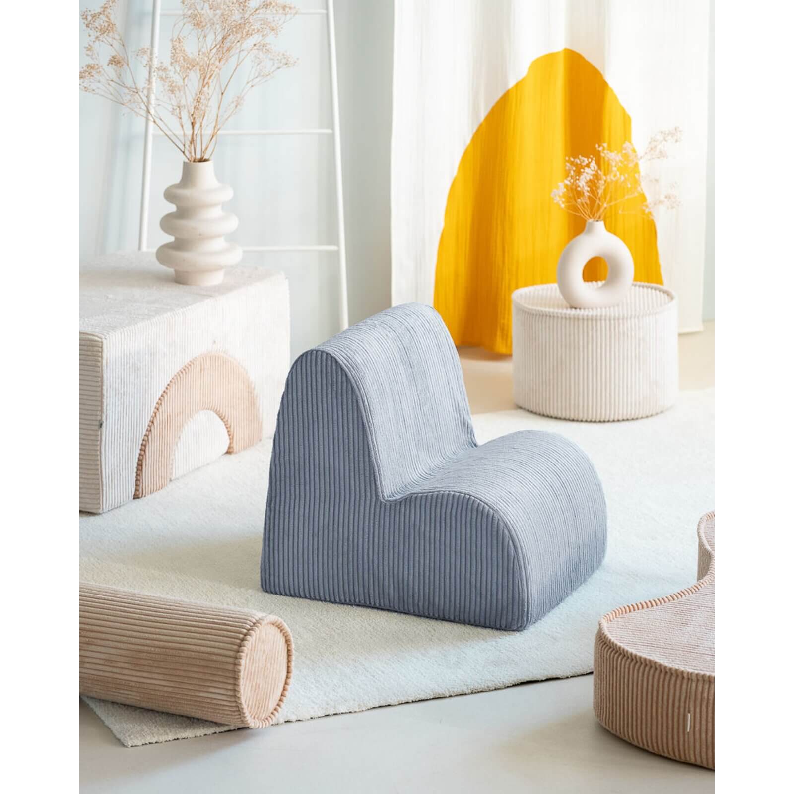 Wigiwama – Kinder Sessel 'wolke" Cord Blaugrau 50x60cm