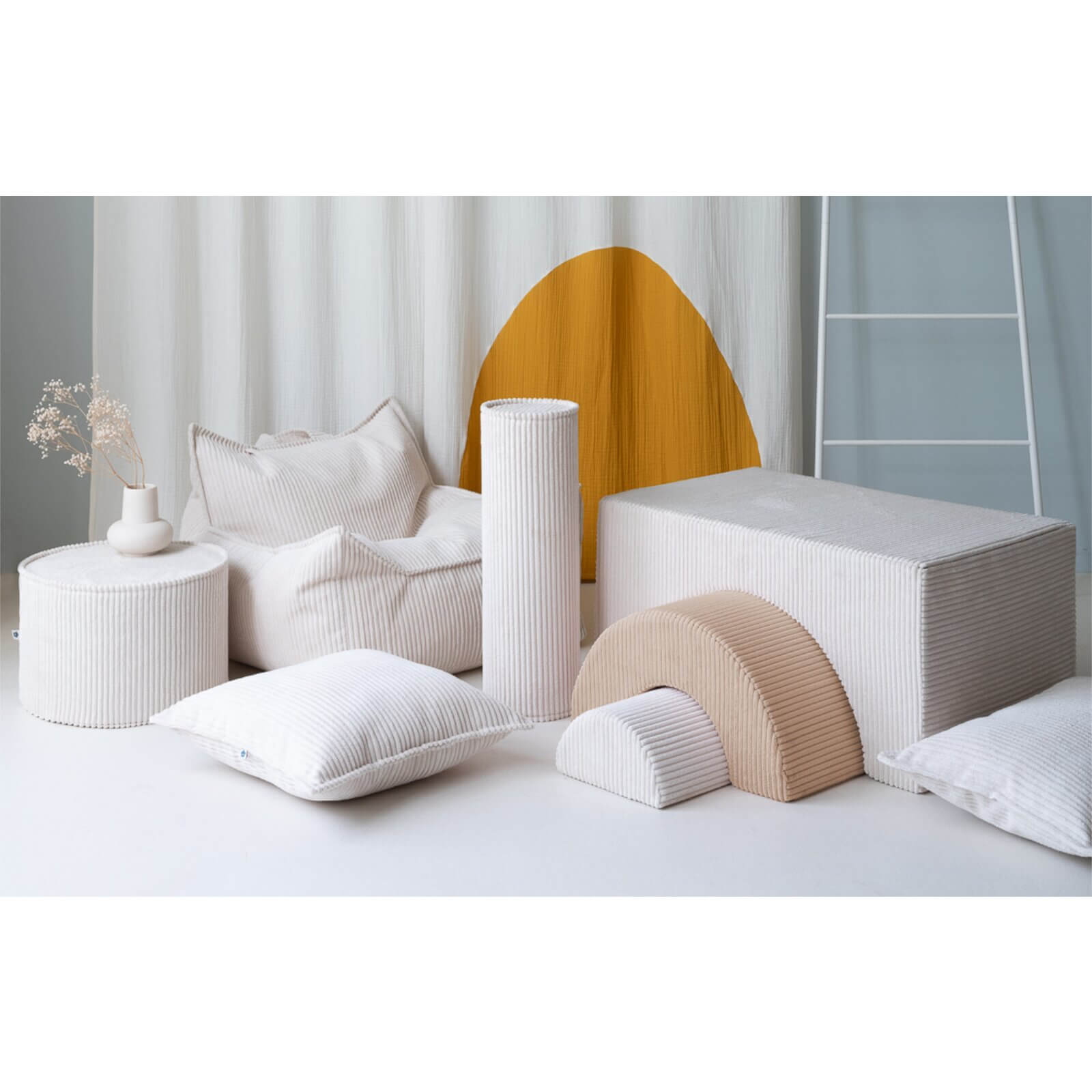 Wigiwama – Kinder Sessel/Sitzsack Cord Creme 80cm