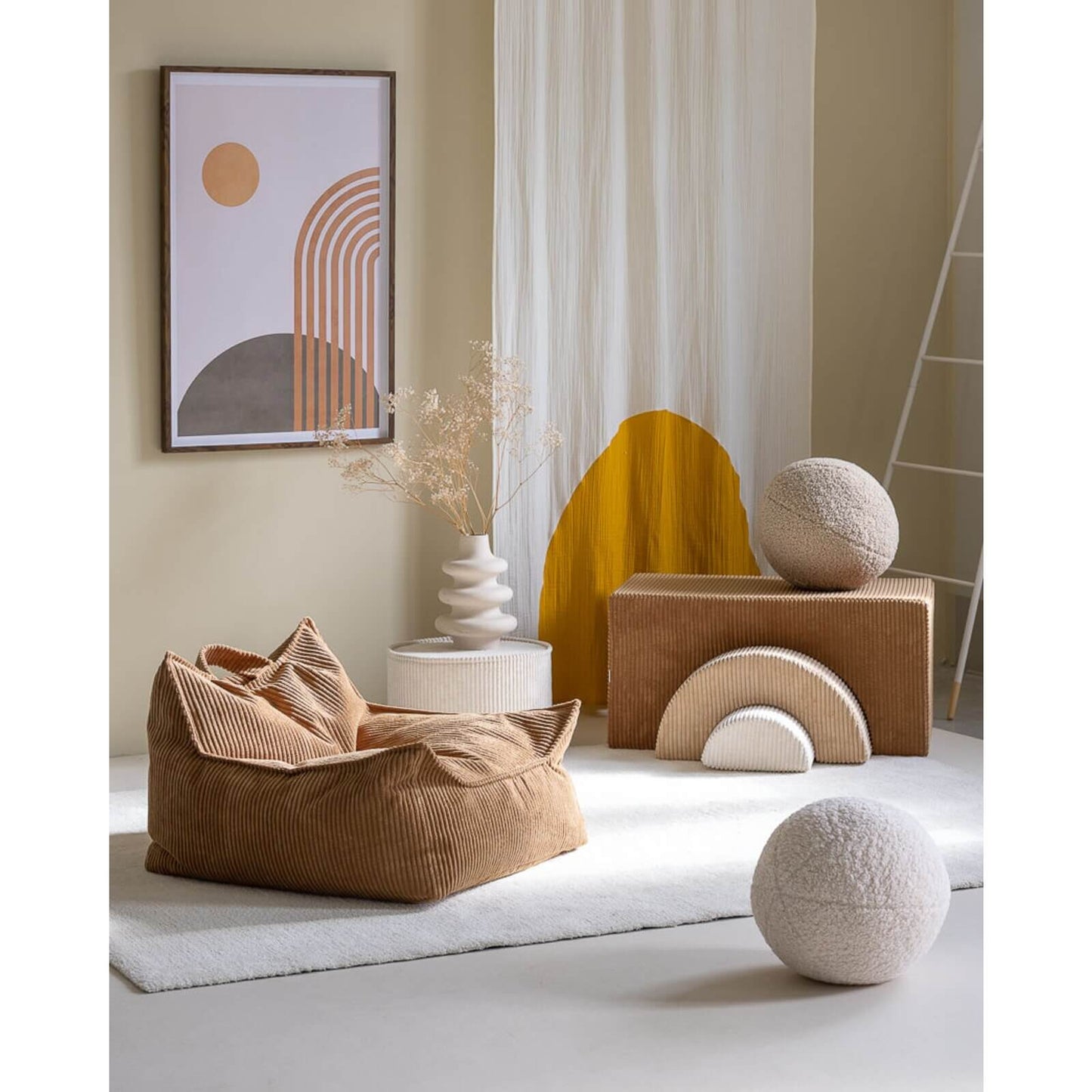 Wigiwama – Kinder Sessel/Sitzsack Cord Toffee 80cm