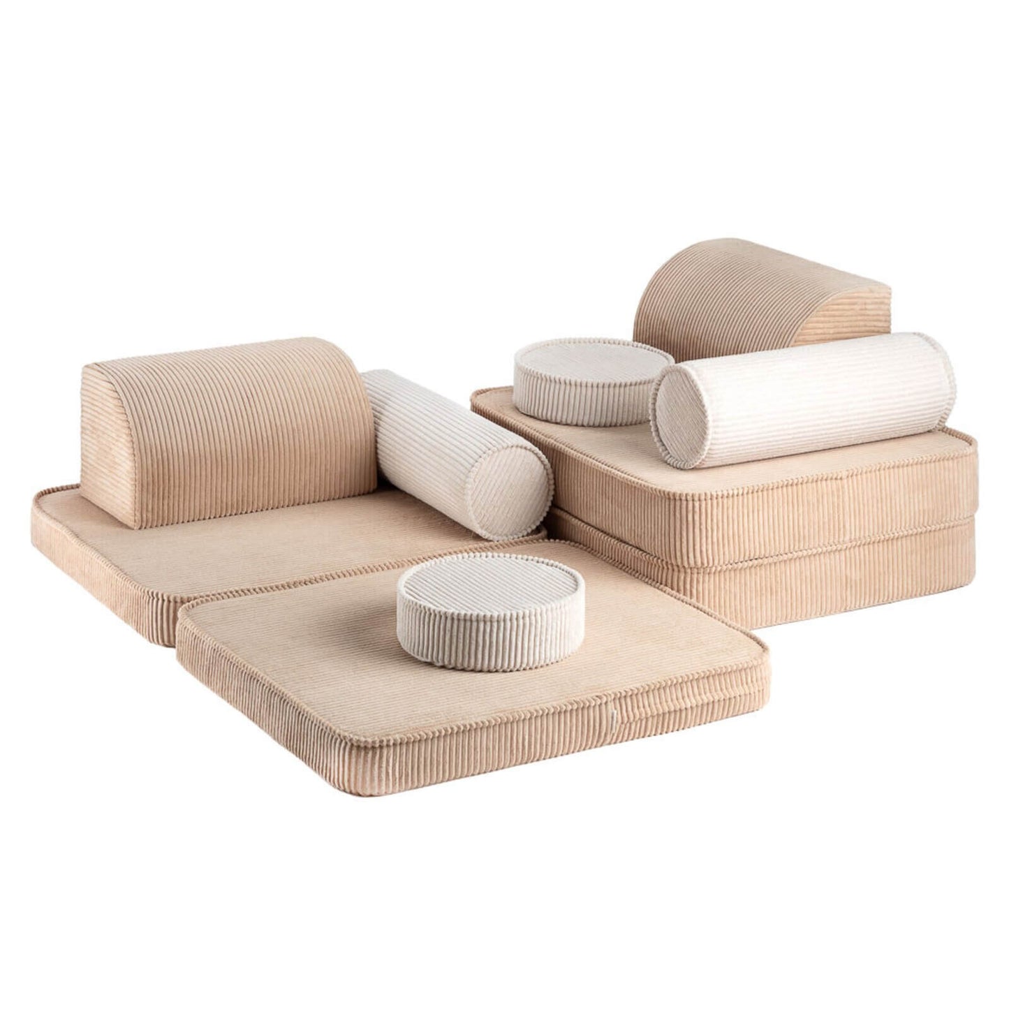 Wigiwama – Kinder Spielsofa Modular "Settee" Cord Beige 9-tlg.