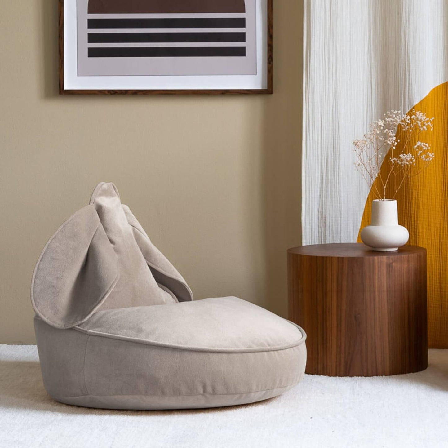 Wigiwama – Kinder Sitzsack "Hase" Samt Beige