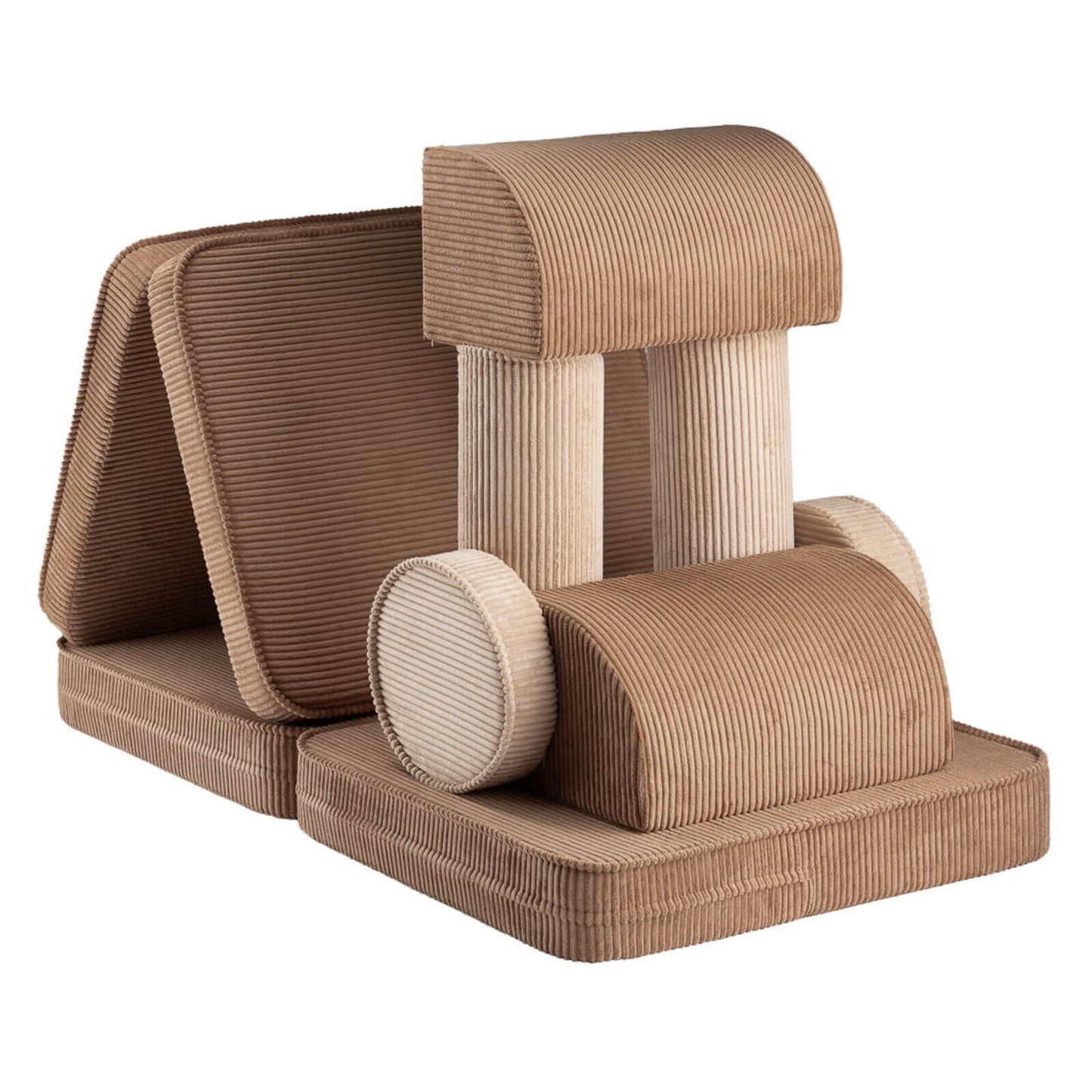 Wigiwama – Kinder Spielsofa Modular "Settee" Cord Toffee 9-tlg.