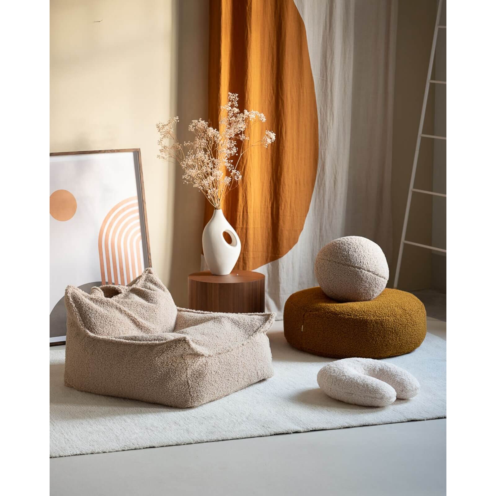 Wigiwama – Kinder Sessel/Sitzsack Teddy Beige 80cm