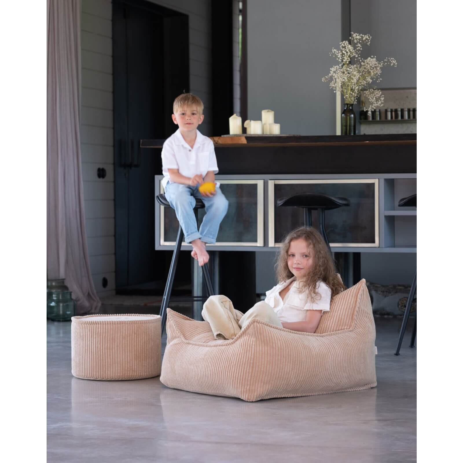 Wigiwama – Schaumstoff-Sitzpuff Cord Beige 39,5cm