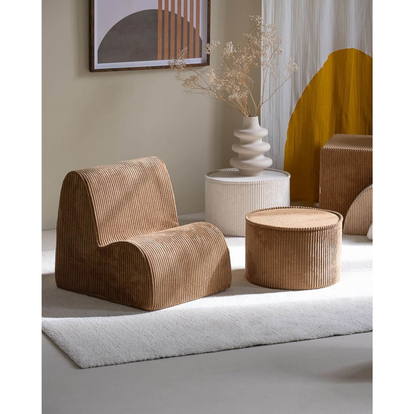 Wigiwama – Kinder Sessel "Wolke" Cord Toffee 50x60cm