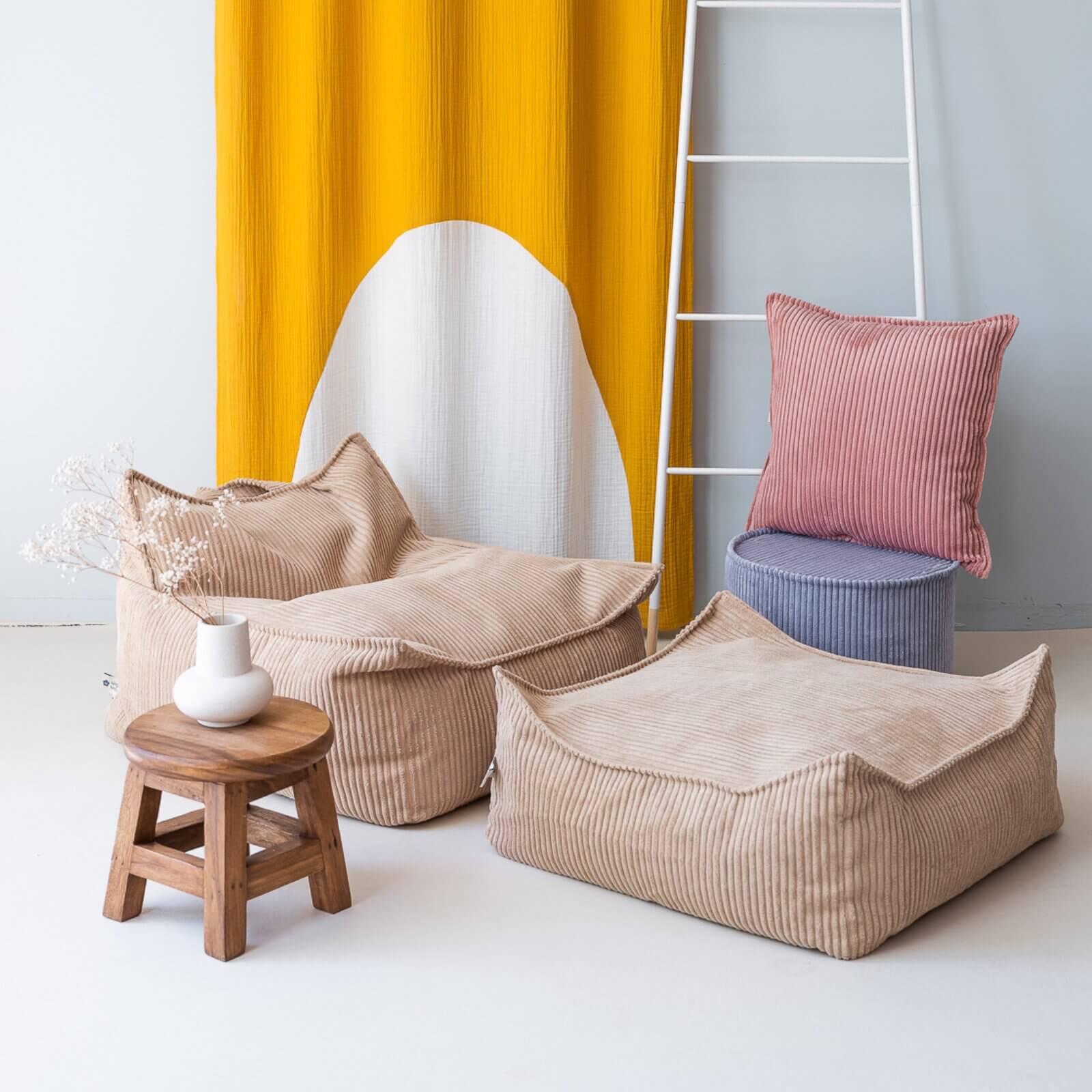 Wigiwama – Xl-Sitzkissen Cord Beige 60x60cm