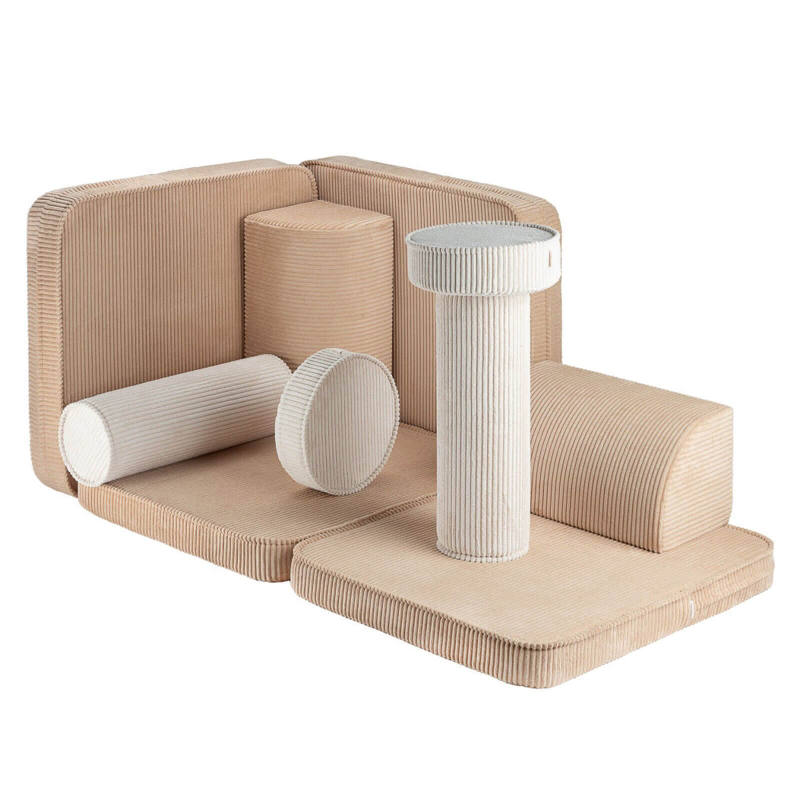 Wigiwama – Kinder Spielsofa Modular "Settee" Cord Beige 9-tlg.