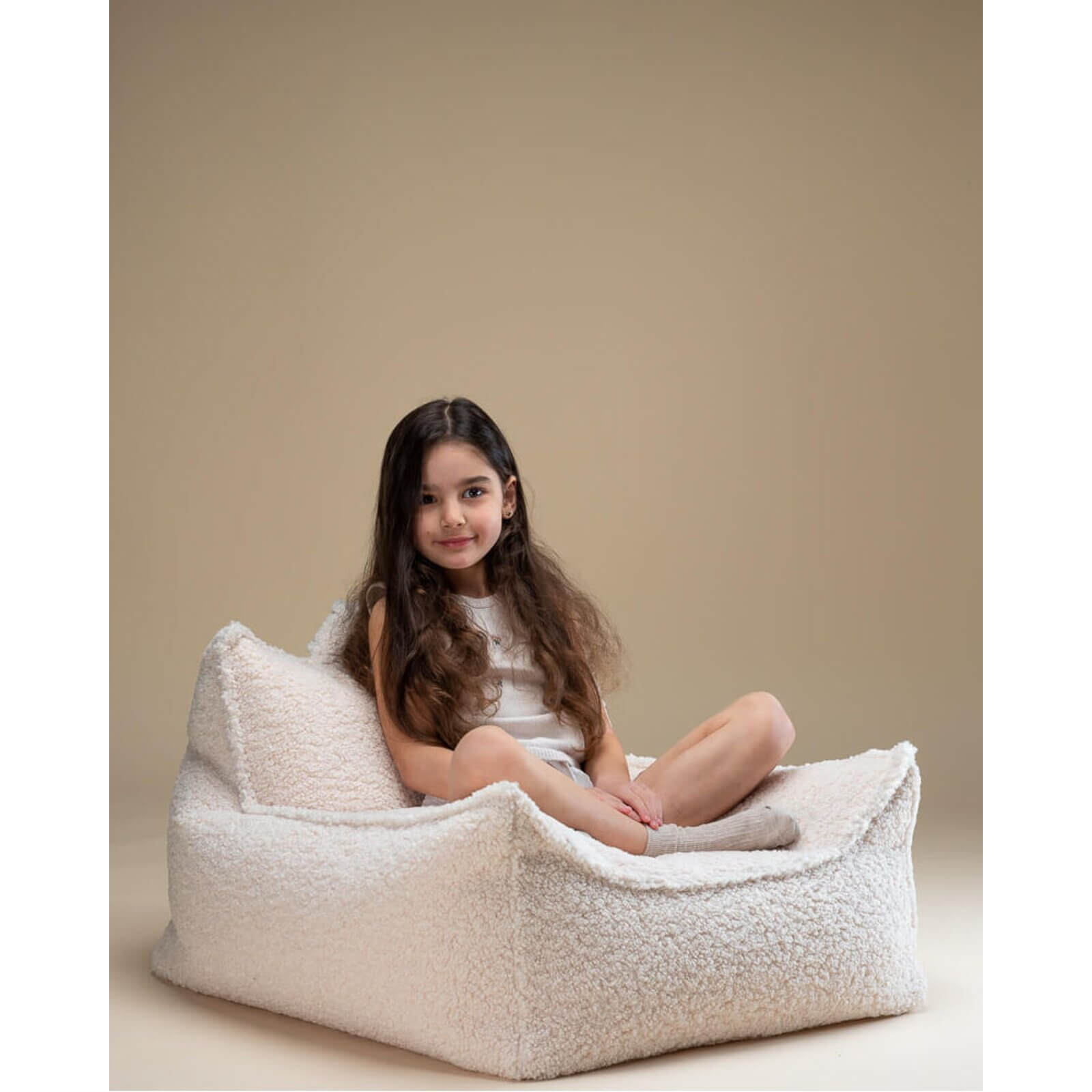 Wigiwama – Kinder Sessel/Sitzsack Teddy Creme 80cm