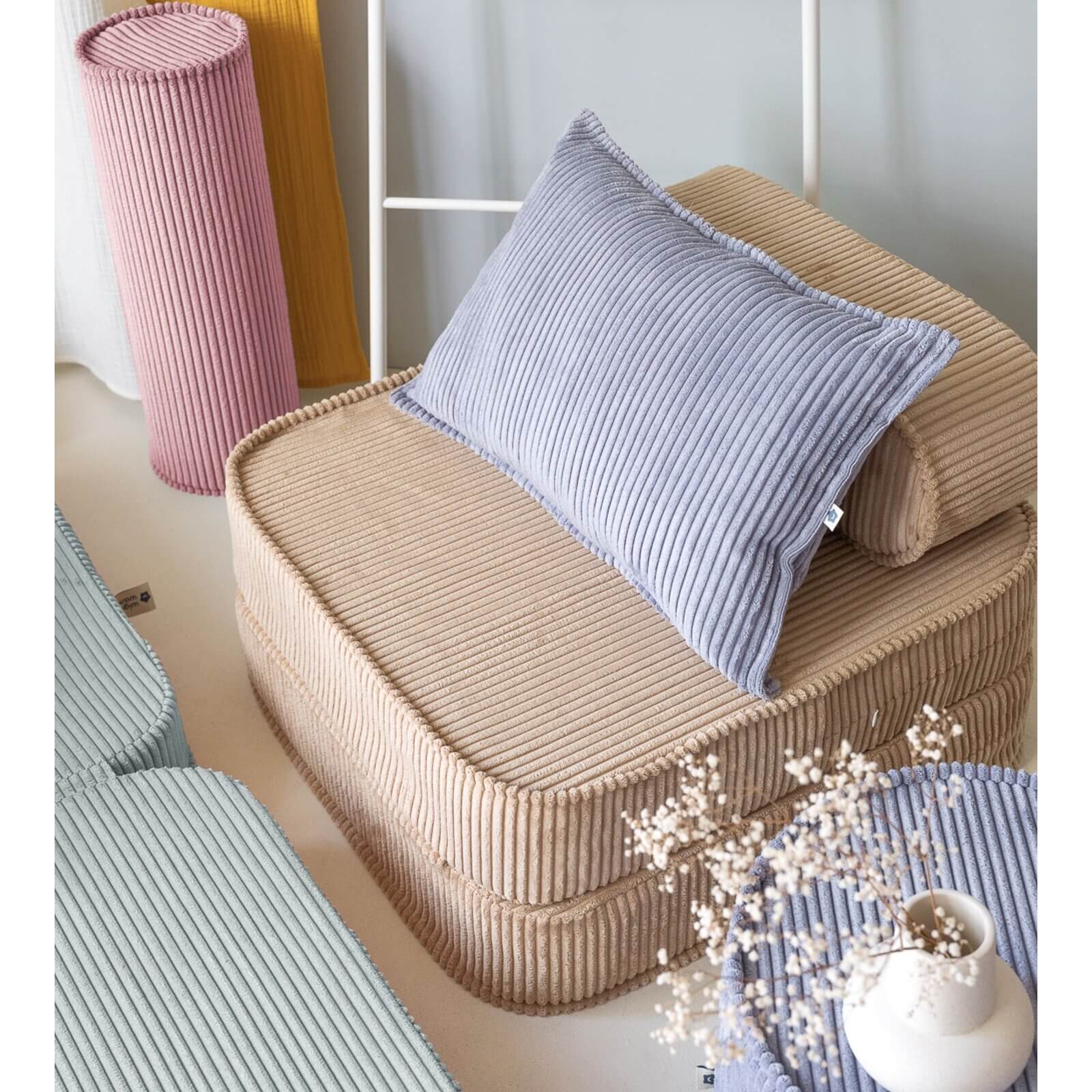 Wigiwama – Kissen Mit Cordbezug Blaugrau 33x55cm