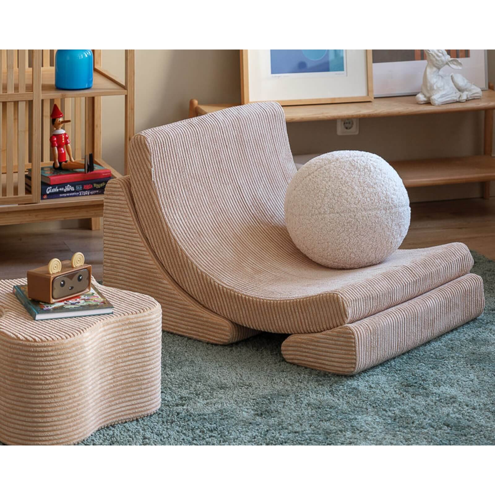 Wigiwama – Kinder Sessel "Moonchair" Cord Beige