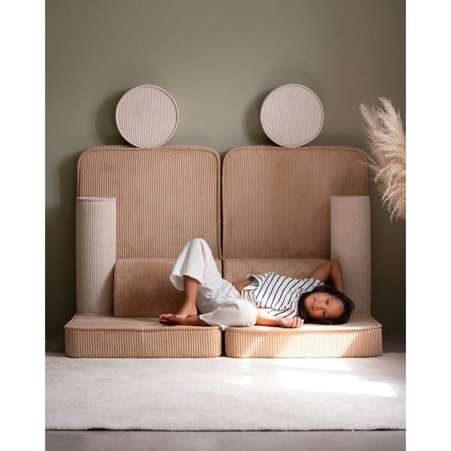 Wigiwama – Kinder Spielsofa Modular "Settee" Cord Beige 9-tlg.