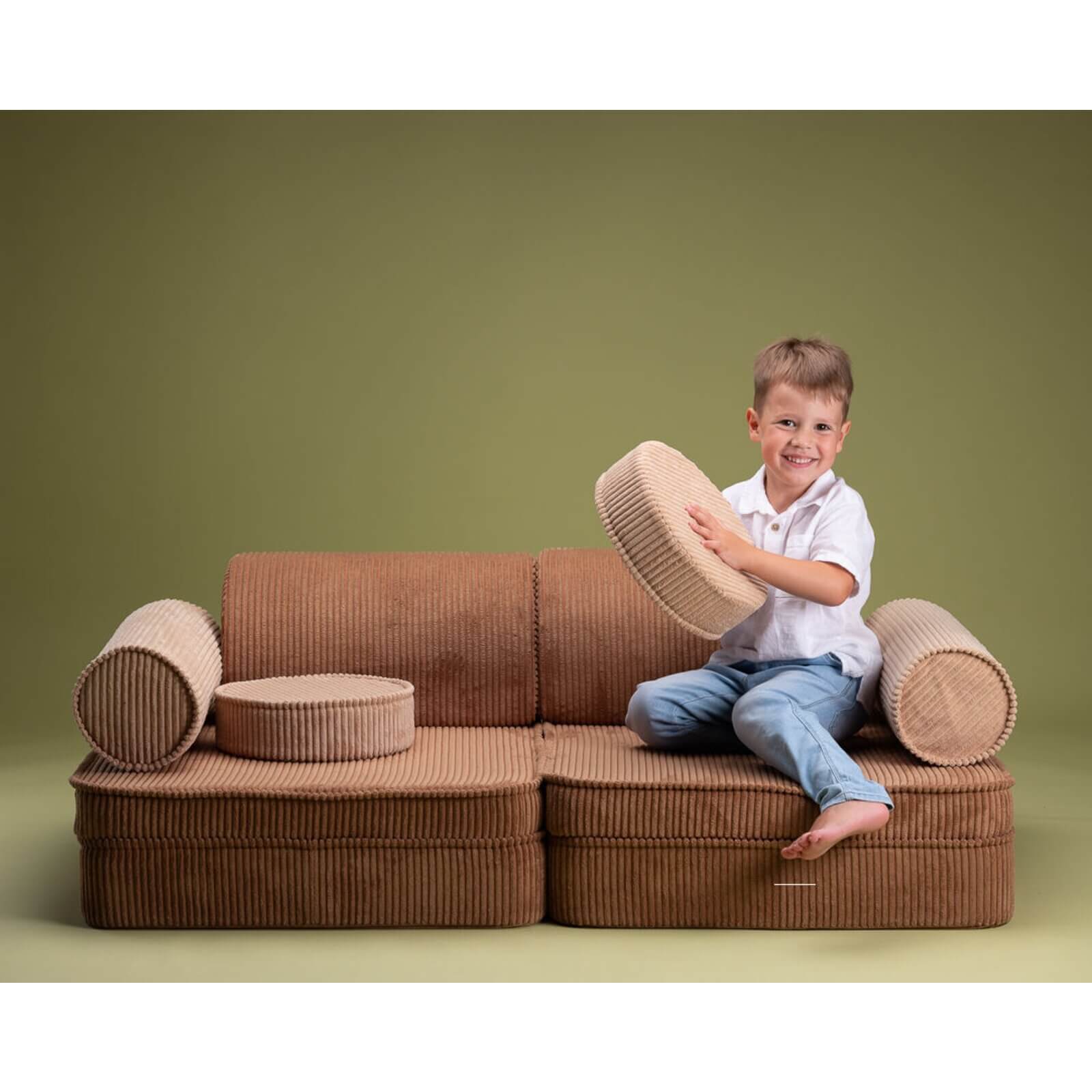 Wigiwama – Kinder Spielsofa Modular "Settee" Cord Toffee 9-tlg.