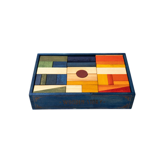 Wooden Story - Holzbauklötze Rainbow XL - 63 Teile mit Holzkasten