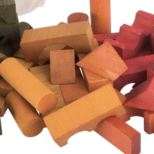 Wooden Story - Holzbauklötze Rainbow - 100 Teile mit Baumwollsack