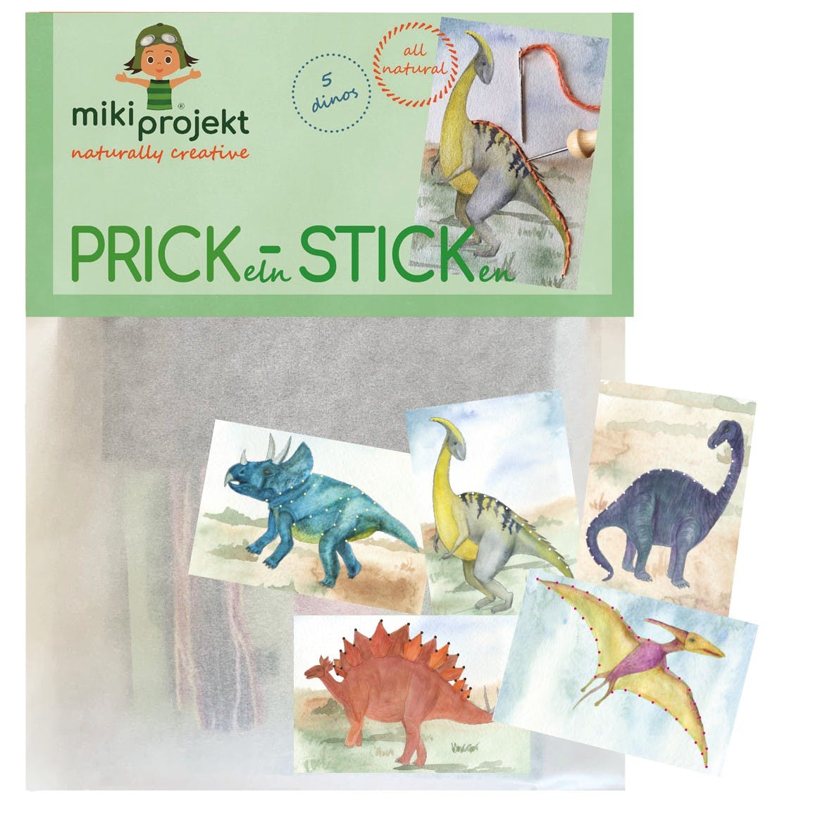 Mikiprojekt - Bastelset Prickeln & Sticken Dinos