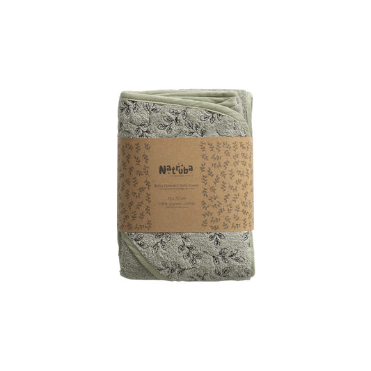 BABY BADETUCH MIT KAPUTZE GREEN