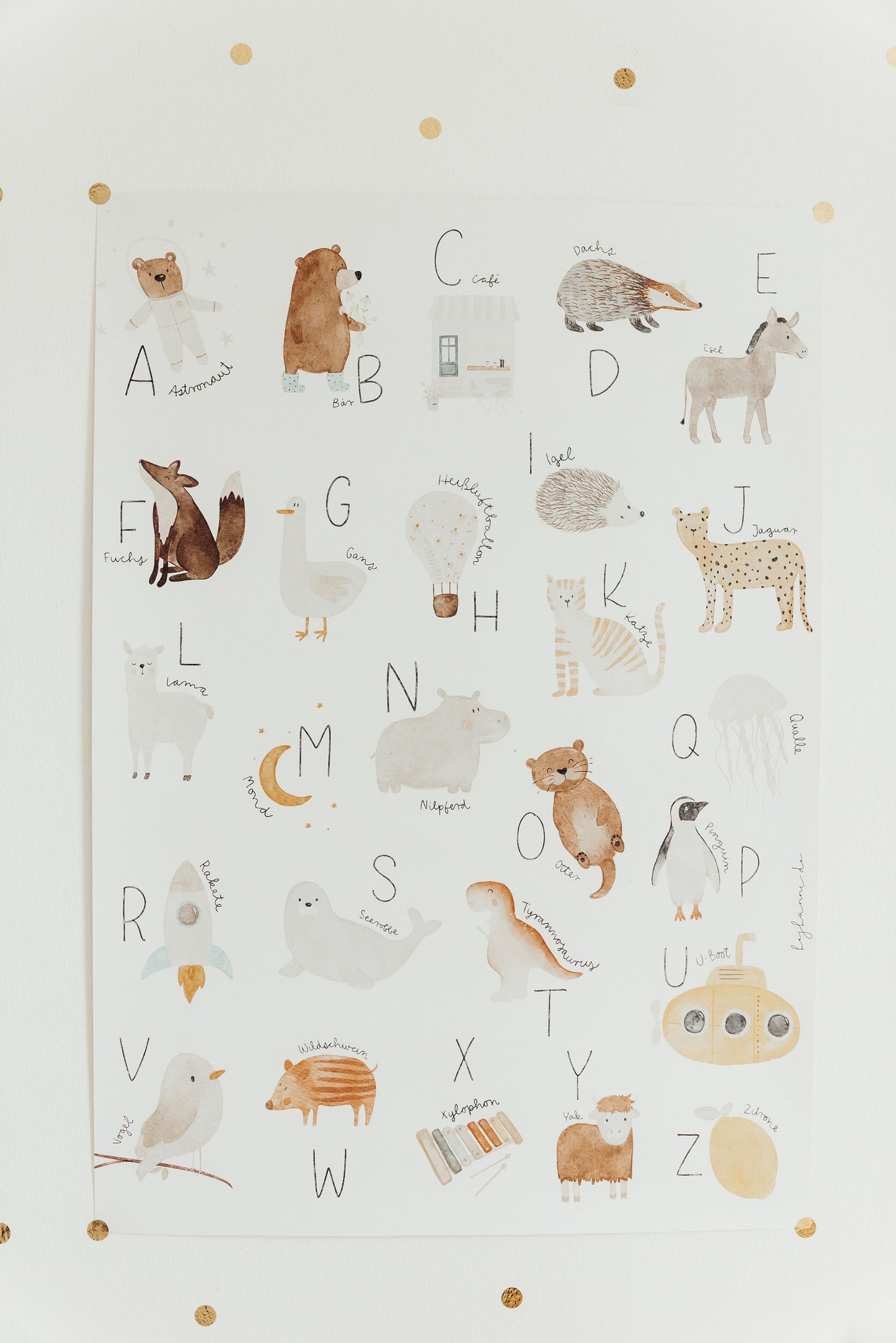 Hej Hanni Poster für Kinder Alphabet ABC A3