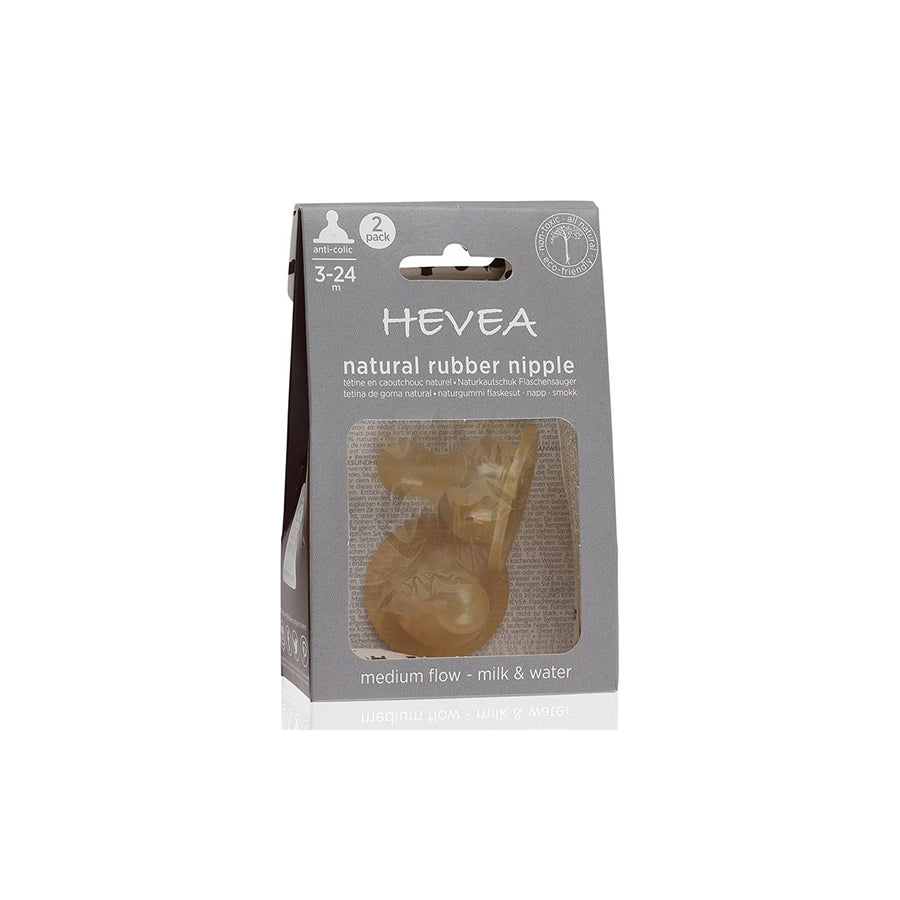 HEVEA - Trinksauger für Babyflaschen, 2er Pack, aus Naturkautschuk