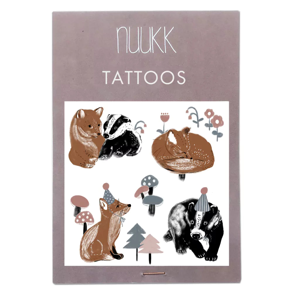 Nuukk Bio Vegane Kinder Tattoos Fuchs und Dachs